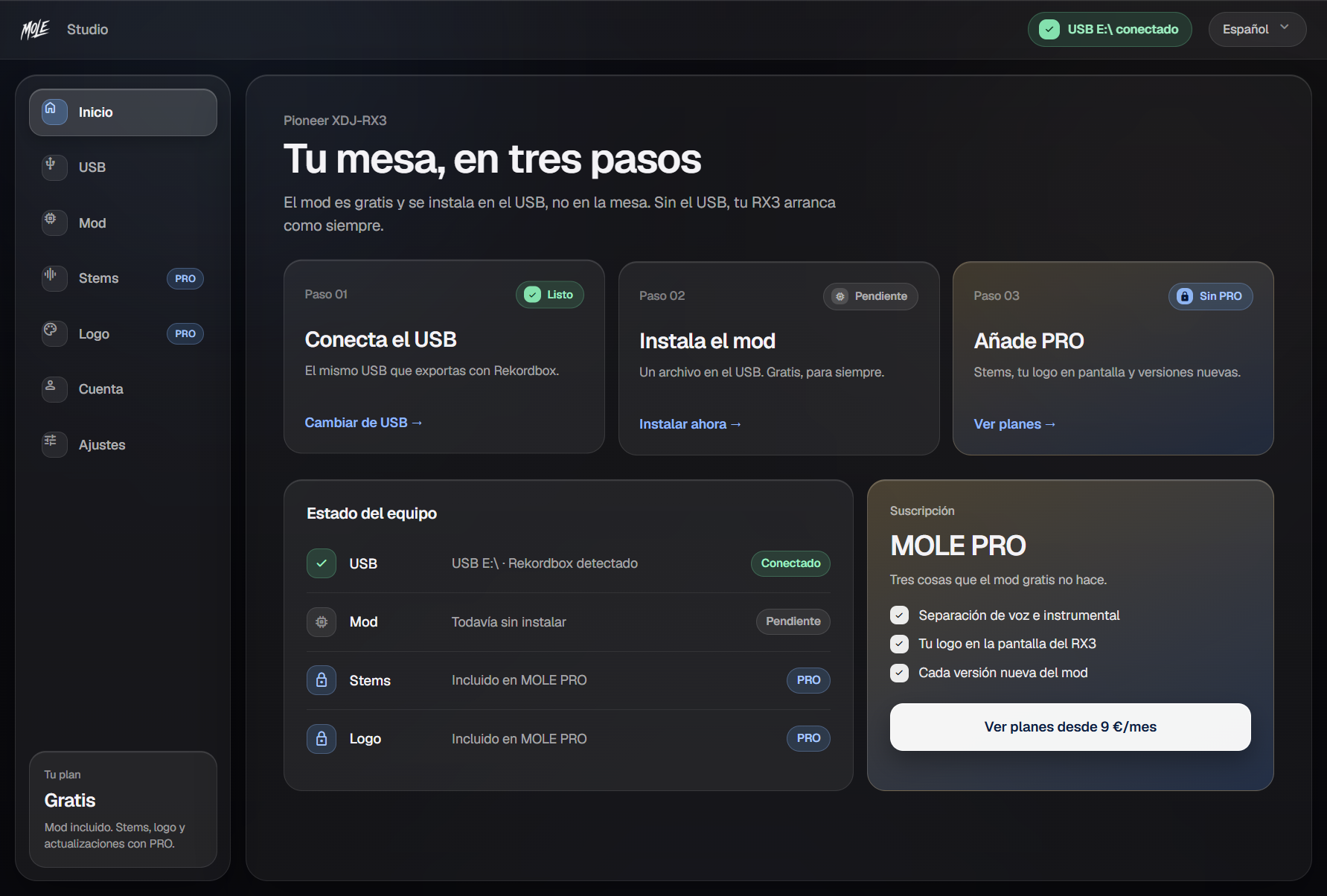 MOLE Studio: tu mesa, en tres pasos